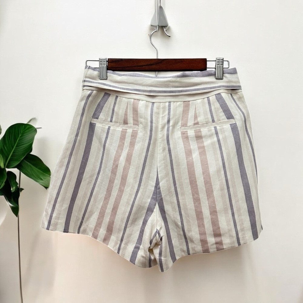 Express Women’s High Rise Midi Cream Linen With Zip Short Size 6 - Picture 3 of 13